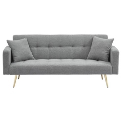 Vitalyne 71" Sofa Bed with Throw Pillows - Gray - Metal Legs 