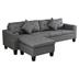 Kairosphere 96" Sectional Sofa Set for Living Room with L Shape Chaise Lounge - Gray Linen Fabric - Plastic Leg and Wooden Frame