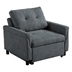 Jasm 35" Dark Gray Woven Convertible Armchair - Dark Gray Fabric - Plastic Legs