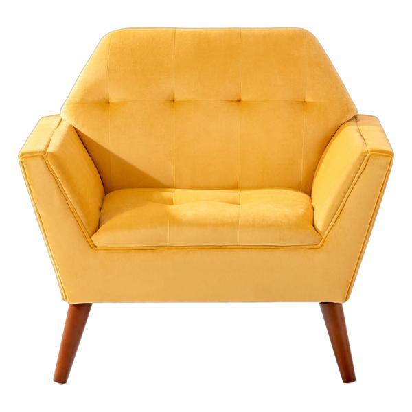 Treetop 32" Tufted Accent Chair - Yellow Polyester - Birch Legs 