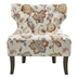 Evorin Accent Chair - Orange Multi Floral Fabric - Dark Coffee Finish Legs