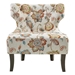 Evorin Accent Chair - Orange Multi Floral Fabric - Dark Coffee Finish Legs - CAB3354