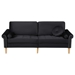 Thyvara 77" Sofa with Copper Nail Accents - Black Velvet - Rubber Wood Legs - CAB3356