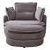 Quaker Hill 38" Swivel Accent Chair with Storage Ottoman - Grey Corduroy - Pine and Eucalyptus Frame