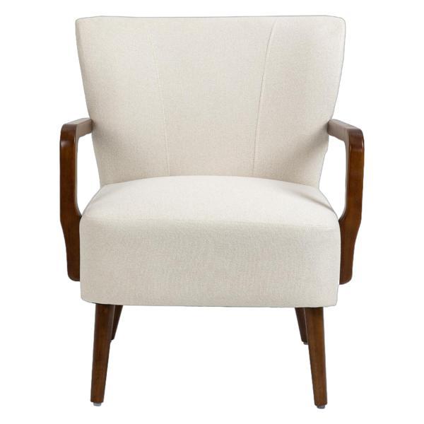 Terra Verde Accent Chair - Beige Linen - Brown Finish Legs 