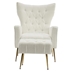 Jardinique Accent Chair with Ottoman - White Teddy Fabric - Iron Legs