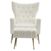 Jardinique Accent Chair with Ottoman - White Teddy Fabric - Iron Legs - CAB3369