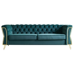 Vernon 87" Modern Tufted Velvet Sofa - Green 