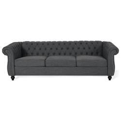 Vylor 84" Sofa - 3 Seater - Charcoal Rattan and Metal 