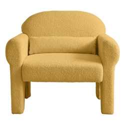 Haven Modern Boucle Accent Chair with Lumbar Pillow - Antique Yellow Fabric 