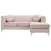 Vynkor 75" Delray Sofa Chaise - Pink Velvet - Heavy Duty Chrome Legs - CAB3395