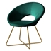 Kalimbra Accent Chair - Green Silky Velvet Upholstery - Gold Tone Finished Base