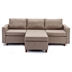 Davenport 86" Sectional Sofa with 1 Ottoman - Brown Linen Fabric - Rubberwood Frame