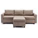 Davenport 86" Sectional Sofa with 1 Ottoman - Brown Linen Fabric - Rubberwood Frame - CAB3400