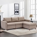 Davenport 86" Sectional Sofa with 1 Ottoman - Brown Linen Fabric - Rubberwood Frame - CAB3400