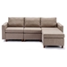 Davenport 86" Sectional Sofa with 1 Ottoman - Brown Linen Fabric - Rubberwood Frame - CAB3400