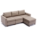 Davenport 86" Sectional Sofa with 1 Ottoman - Brown Linen Fabric - Rubberwood Frame - CAB3400