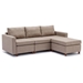 Davenport 86" Sectional Sofa with 1 Ottoman - Brown Linen Fabric - Rubberwood Frame - CAB3400