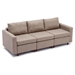 Davenport 86" Sectional Sofa with 1 Ottoman - Brown Linen Fabric - Rubberwood Frame - CAB3400