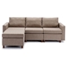 Davenport 86" Sectional Sofa with 1 Ottoman - Brown Linen Fabric - Rubberwood Frame - CAB3400