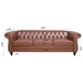 Eldridge 84" Chesterfield Three Seater Sofa - Brown Polyurethane Fabric - Birch Legs - CAB3401