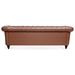 Eldridge 84" Chesterfield Three Seater Sofa - Brown Polyurethane Fabric - Birch Legs - CAB3401