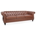 Eldridge 84" Chesterfield Three Seater Sofa - Brown Polyurethane Fabric - Birch Legs - CAB3401