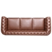 Eldridge 84" Chesterfield Three Seater Sofa - Brown Polyurethane Fabric - Birch Legs - CAB3401