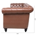 Eldridge 84" Chesterfield Three Seater Sofa - Brown Polyurethane Fabric - Birch Legs - CAB3401