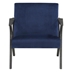 Ravenstoke Accent Chair with Solid Rubberwood Frame - Navy Velvet Fabric - Antique Gray Finish Frame