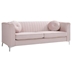 Sagia 87" Sofa - Pink Velvet - Heavy Duty Chrome Legs