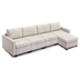 Davenport 112" Sectional Sofa with 1 Ottoman - Cream Linen Fabric - Rubberwood Frame