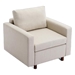 Davenport 112" Sectional Sofa with 1 Ottoman - Cream Linen Fabric - Rubberwood Frame - CAB3411