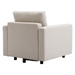 Davenport 112" Sectional Sofa with 1 Ottoman - Cream Linen Fabric - Rubberwood Frame - CAB3411