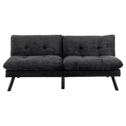 Eastonview 71" Convertible Sofa Bed - Black Chenille - Metal Legs 