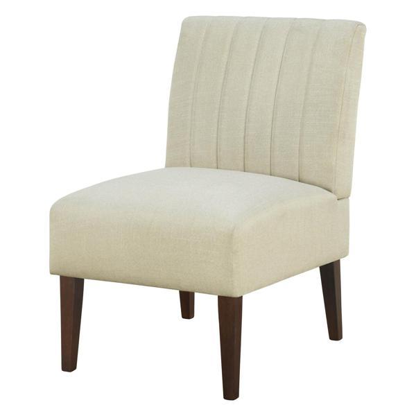 Crestview Accent Chair - Beige Upholstery - Wooden Legs 