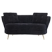 Soranda 64" Loveseat - Black Polyester Fabric - Golden Metal Legs - CAB3422