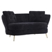 Soranda 64" Loveseat - Black Polyester Fabric - Golden Metal Legs - CAB3422