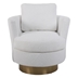 Ethereal Accent Chair - White Faux Fur - Swivel Barrel - Gold Stainless Steel Base