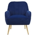 Lanchester Mid-Century Modern Accent Chair - Navy Velvet - Golden Iron Legs - CAB3429