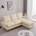 Kaidyne 81" L-Shaped Sofa - Modern Faux Leather with Reversible Chaise Lounge - Beige - CAB3439