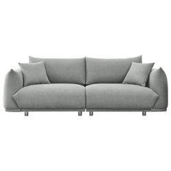 Coveville 88" Modern Couch for Living Room Sofa - Grey Fabric - Solid Wood Frame and Stable Metal Legs 