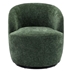 Zarta Swivel Accent Armchair Barrel Chair - Green Chenille - Black Metal Ring