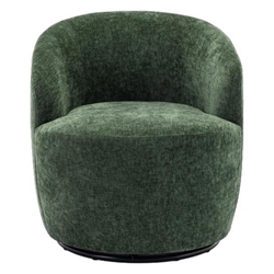 Zarta Swivel Accent Armchair Barrel Chair - Green Chenille - Black Metal Ring 