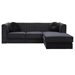 Quasar 75" Delray Sofa Chaise - Black Velvet - Heavy Duty Chrome Legs - CAB3450