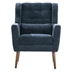 Tallulah Accent Chair - Dark Blue Chenille - Light Brown Rubberwood Legs