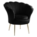 Astrid 34" Black Velvet Scalloped Back Barrel Accent Chair with Metal Legs - CAB3465