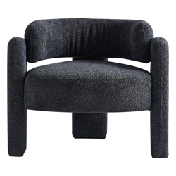 Brocada Accent Chair - 34.65" Wide Boucle Upholstery - Dark Grey 