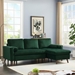 Yellowknife 88" Sectional Storage Sofa Bed - Green Velvet Fabric - Solid Wood Frame - CAB3469