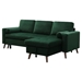 Yellowknife 88" Sectional Storage Sofa Bed - Green Velvet Fabric - Solid Wood Frame - CAB3469